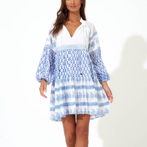 Oliphant Blue and White Mini Dress - Picture 1 of 4